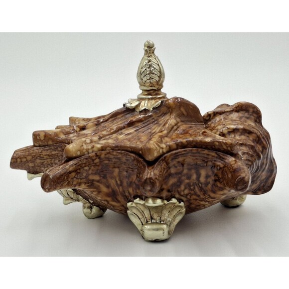 Shell Decorative Beach Decor Conch Trinket Box with Lid  Jewelry Key Dish Resin - Picture 6 of 16